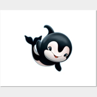 Cute Orca Drawing Posters and Art